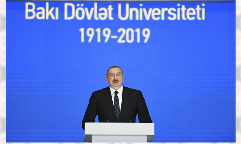 Prezident İlham Əliyev Bakı Dövlət Universitetinin 100 illik yubileyi münasibətilə keçirilən mərasimdə iştirak edib