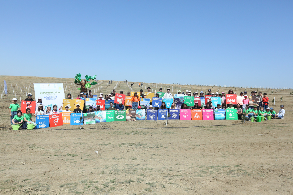 Məktəblilərin iştirakı ilə “EcoGreenAction” layihəsi çərçivəsində ağacəkmə aksiyası keçirilib