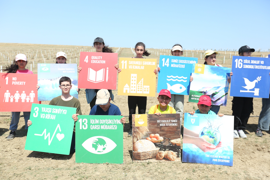 Məktəblilərin iştirakı ilə “EcoGreenAction” layihəsi çərçivəsində ağacəkmə aksiyası keçirilib