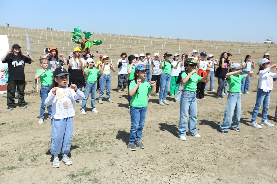 Məktəblilərin iştirakı ilə “EcoGreenAction” layihəsi çərçivəsində ağacəkmə aksiyası keçirilib