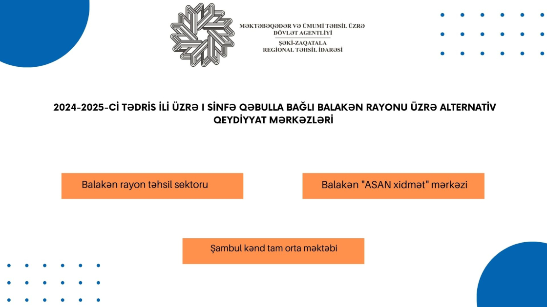Şəki-Zaqatala Regional Təhsil İdarəsi üzrə birinci sinfə qəbulla bağlı 32 alternativ qeydiyyat mərkəzi yaradılıb