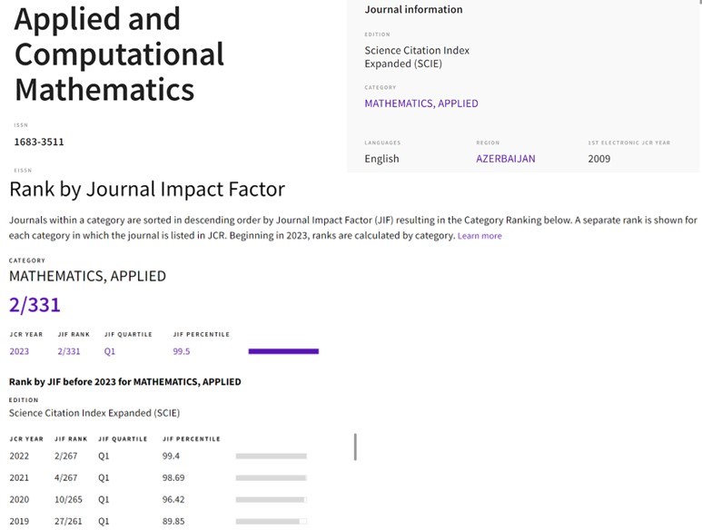 BDU-nun jurnalı “Web of Science” JIF Rank siyahısında 2-ci yerdə qərarlaşıb