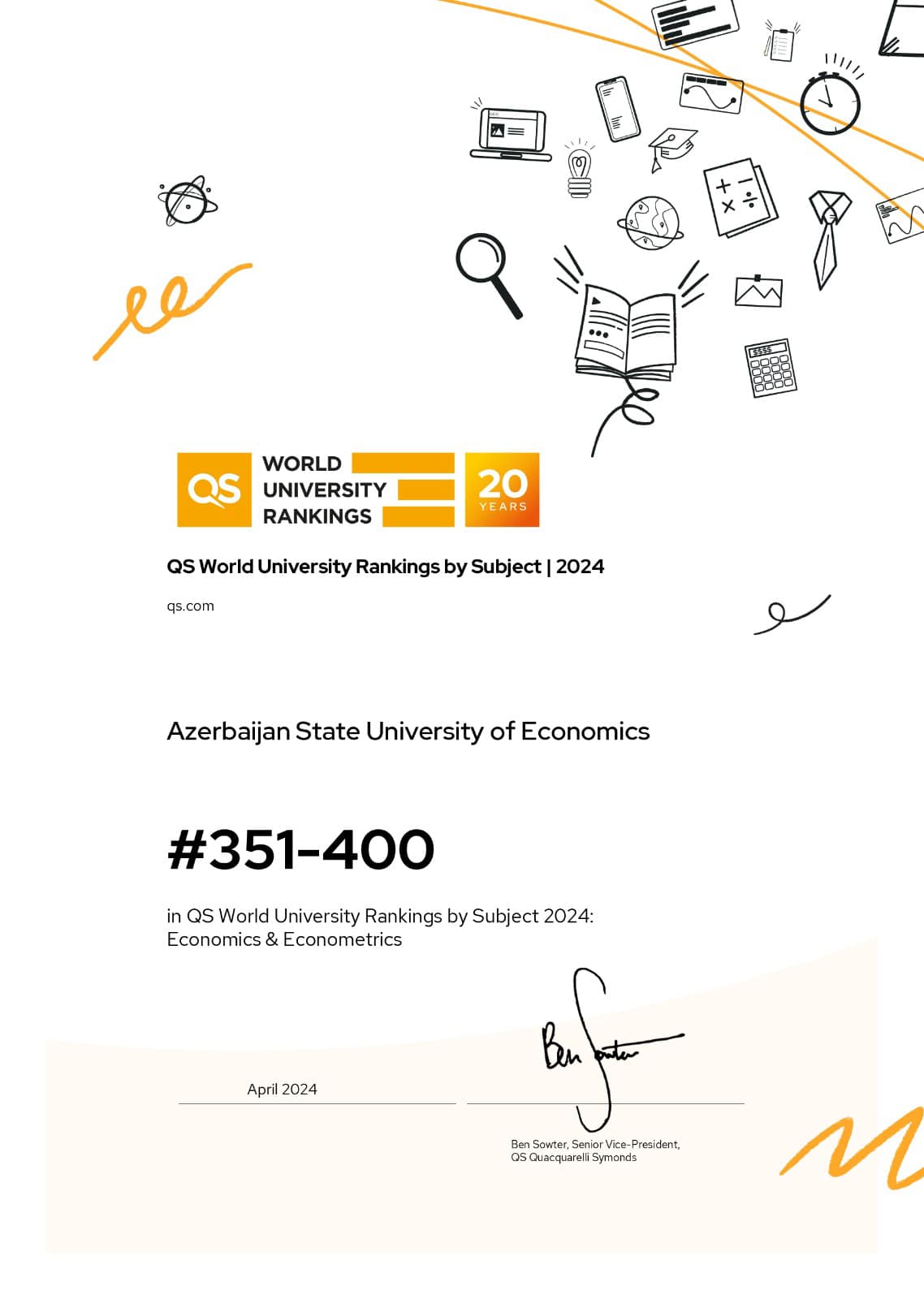 Azərbaycan Dövlət İqtisad Universitetinin QS reytinqində yeni uğuru