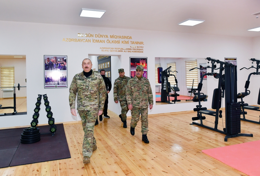 Prezident İlham Əliyev Füzuli rayonunda Müdafiə Nazirliyinin yeni istifadəyə verilmiş “N” saylı hərbi hissəsində yaradılan şəraitlə tanış olub