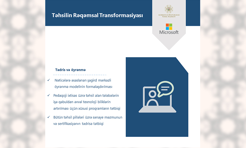 Təhsil Nazirliyi ilə “Microsoft” şirkəti arasında əməkdaşlıq genişləndirilir